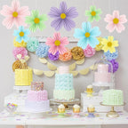 YUNXUAN Pastel Party Decorations Paper Fan Paper Flowers Decorations - Image 4