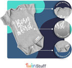 White & Grey Cotton Twin Rompers – Unisex Newborn Outfits - Image 4