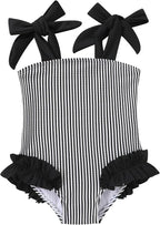 Happy Town Toddler Swimsuit Girl Solid Color Stripe One-Piece Baby Bathing Suits by HappyTown