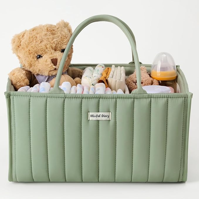 Blissful Diary Baby Diaper Caddy Organizer, Stylish Storage Basket by ForEveryBabysBetterLife