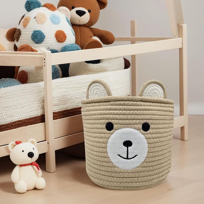 Bear Basket for Nursery, Baby Shower Basket, Baby Baskets for Storage, Laundry - Image 5