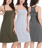 SUIEK 3-Pack Maternity Nursing Nightgown Cotton Breastfeeding Dress Pregnancy by SUIEK