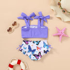 Toddler Swimsuit Girl Color Block Stripe Swimwear Baby Girl Summer Beach - Image 3
