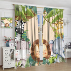 Jungle Animals Curtains Colorful Forest Cartoon Wildlife Lion Giraffe Elephant - Image 4