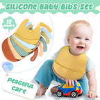 Mepase Silicone Bibs Waterproof Silicone Baby Bibs Soft Adjustable Baby Feeding - Image 4