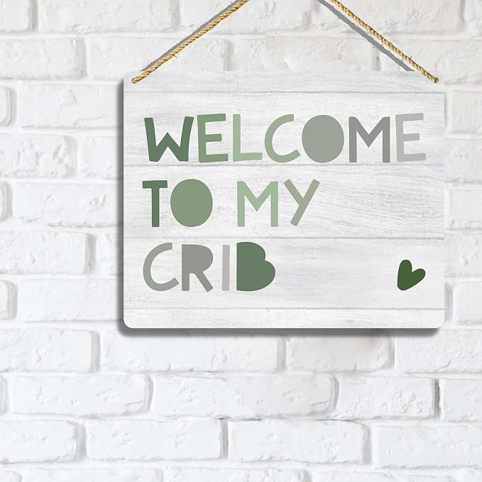 Sahjzk Baby Boy Nursery Decor, Welcome to My Crib Wooden Wall Plaque, 10x8 inch - Image 4