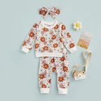 3Pcs Baby Girl Outfits Daisy Sweatshirt + Pants + Headband Infant Fall Winter - Image 5