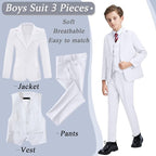 Boys' 3 Piece Suit Set with Suit Jacket, Formal Tuxedos Slim Fit Ring Bearer - Image 2