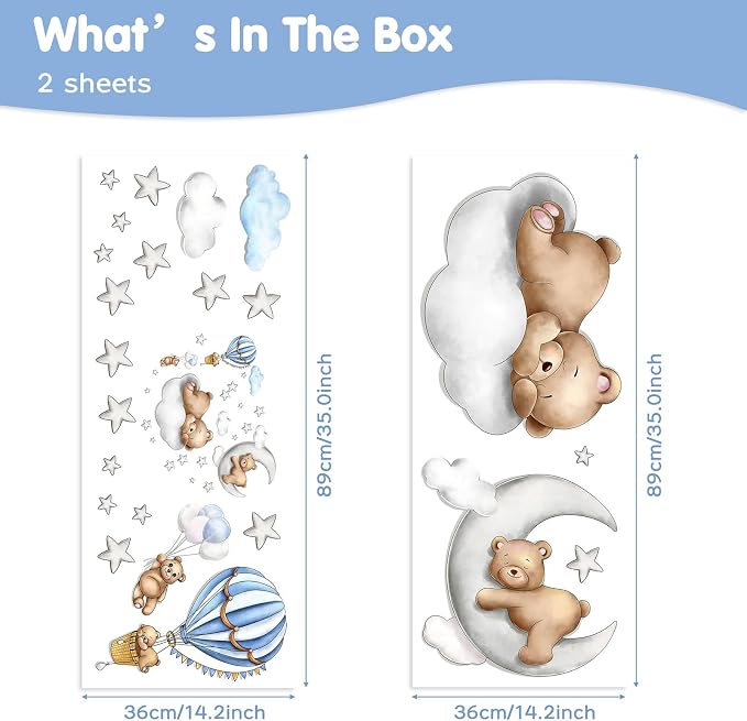 Baby Bear Sleeping Wall Decals - Image 2