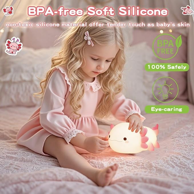 Axolotl Lamp, Cute Axolotl Night Light, Dimmable Silicone Animal Nursery Night - Image 4