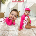 Aalizzwell Baby Girls Long Sleeve One Piece Bathing Suit - Image 3
