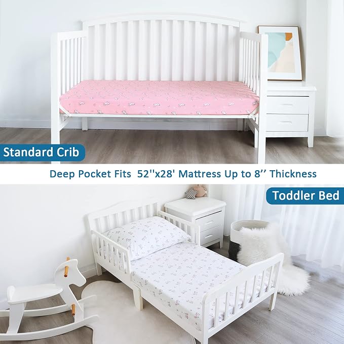 Girl Crib Sheets 2-Pack, Fitted 52'' x 28'' - Image 5