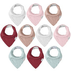 Muslin Baby Bibs for Boys Girls, 10 Pack Super Absorbent Baby Bandana Drool by EgmaoBaby