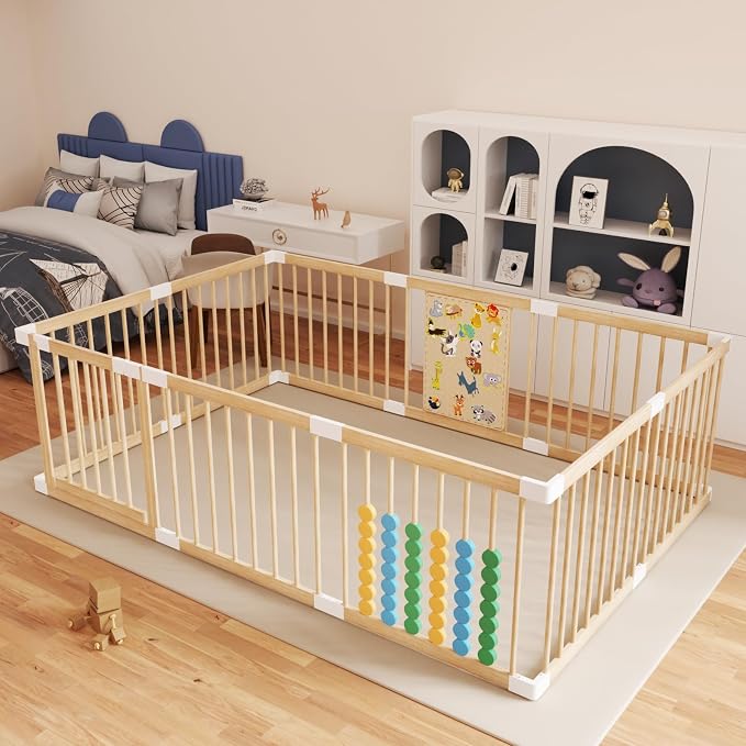 Wooden Baby Playpen, Adjustable Wooden Babies Play Pen, Portable Fence by Unknown