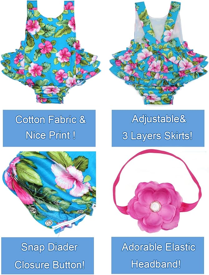 Baby Girl's Floral Print Ruffles Romper Summer Clothes - Image 5