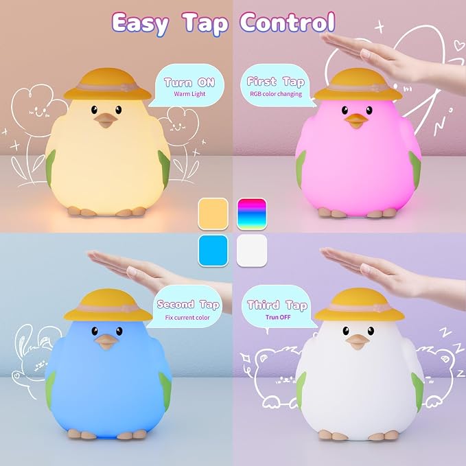 Silicone Night Light for Kids – Rechargeable Tap Control Lamp - Image 4