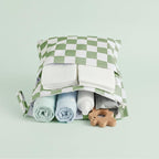 Sage Green Checkered Waterproof Wet Dy Diaper Bag - Image 2