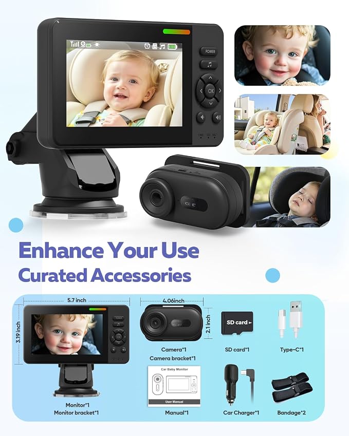 Wireless Baby Car Camera with 1080P Advanced Night Vision and 32H Battery - Image 7