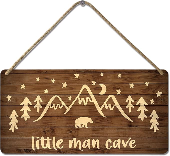 Little Man Cave Sign Woodland Nursery Wall Decor by Unknown