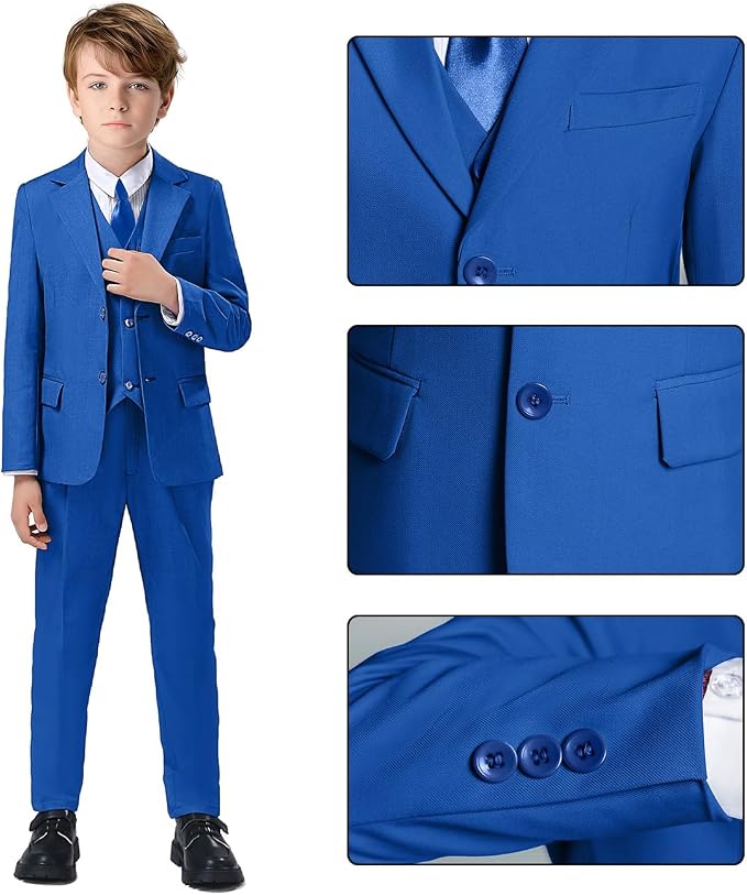 Boys Suit for Kids Teens Formal 5 Piece Tuxedo Suit Set - Image 3