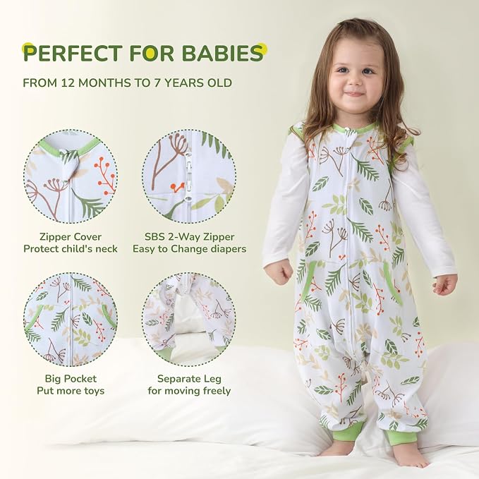 WONDAY Toddler Sleep Sack with Feet, 0.5 Tog Sleeping Sacks - Image 2