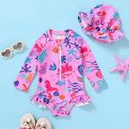 Infant Baby Girl Swimsuit One-Piece Long Sleeve Rash Guard - Image 2