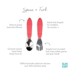 Bumkins Toddler Utensils, Kids Size Fork and Spoon Set, Silicone and - Image 2