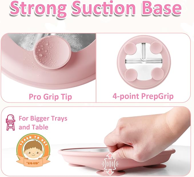 Stainless Steel Suction Plates for Toddlers, Non Toxic Non Slip Portion Control - Image 7