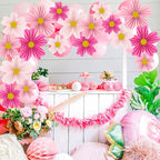 YUNXUAN Pink Party Decorations Paper Fan Paper Flowers Decorations - Image 4