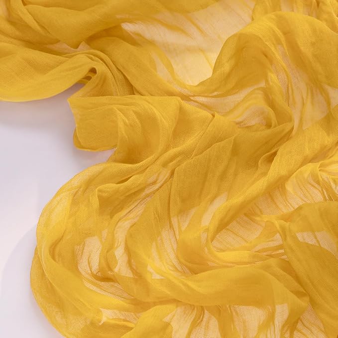 Socomi Gold Yellow Table Runner Spring Easter Cheesecloth Table Runner 170 inch - Image 2