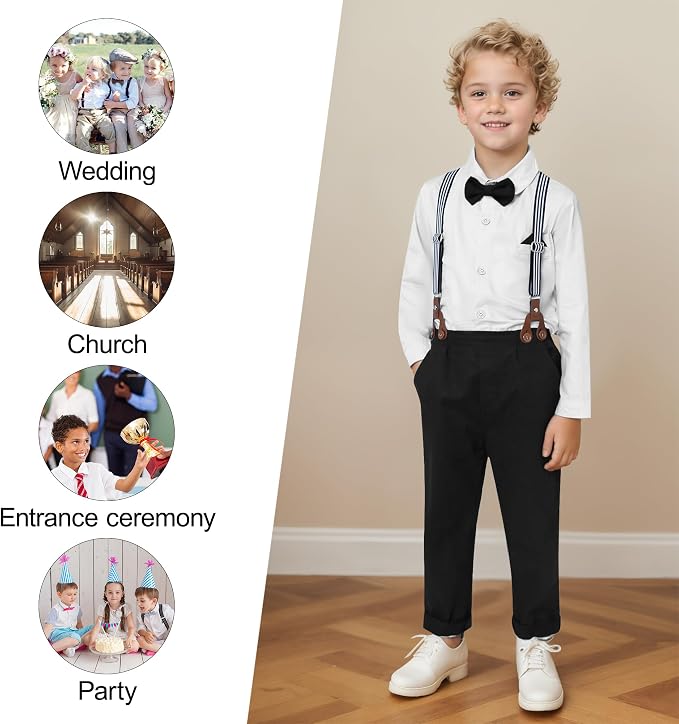 CARETOO Toddler Boy Clothes Suit Gentleman Wedding Outfits Kids Formal Dress - Image 2