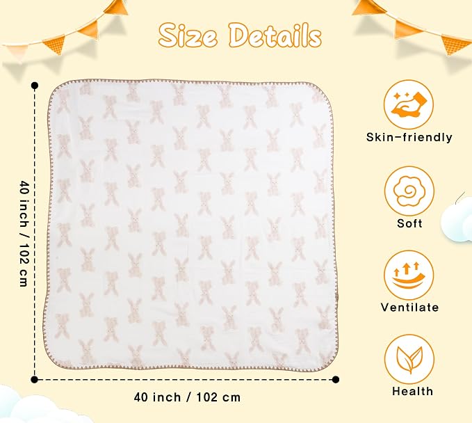 Baby Blanket Double Layer Cotton 40 x 40 Soft Receiving Blanket - Image 5