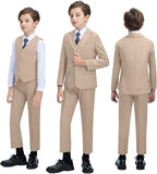 Boys' 3 Piece Suit Set with Suit Jacket, Formal Tuxedos Slim Fit Ring Bearer - Image 4
