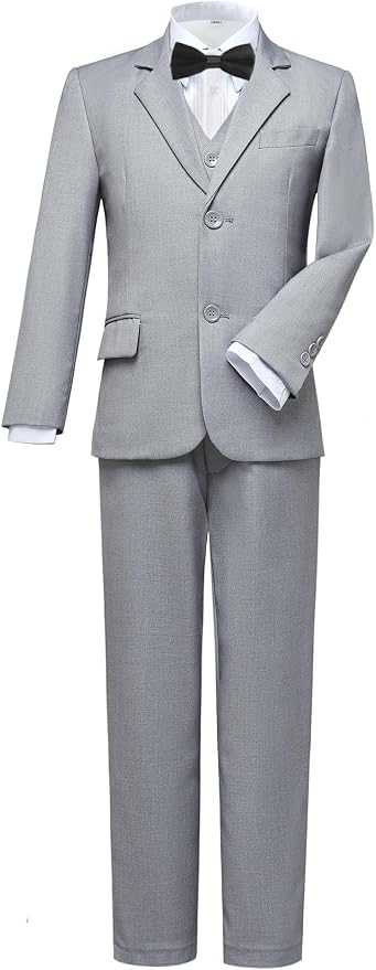 Boys Suits 5 Pieces Slim Fit Blazer Pants Black Blue Outfit Suit - Image 4