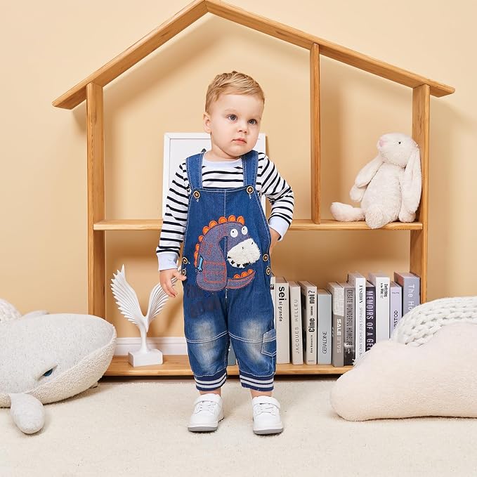 Cute Baby Boy Clothes Suit Toddler Boys' Striped long Sleeve T-Shirt+Denim - Image 3
