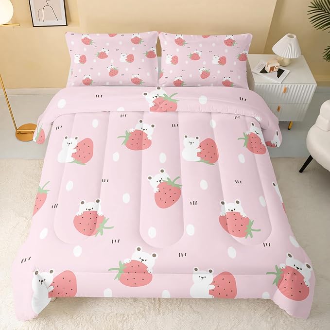 QOOMO Cartoon Bear Comforter Twin Size, Down Alternative, Soft and - Image 2