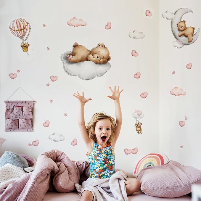 Baby Bear Sleeping Wall Decals Peel and Stick Cute Bear by GeeHut