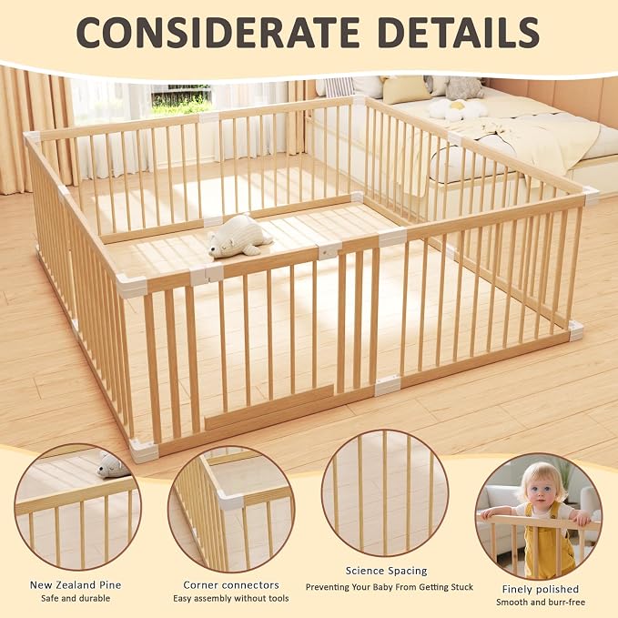 Extra Large Wooden Baby Playpen, Play Pen - Image 3