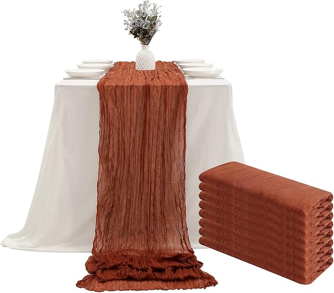 DOLOPL 8PCS Thanksgiving Cheesecloth Table Runner 13.3ft Boho Gauze Cheese by DOLOPLOfficial