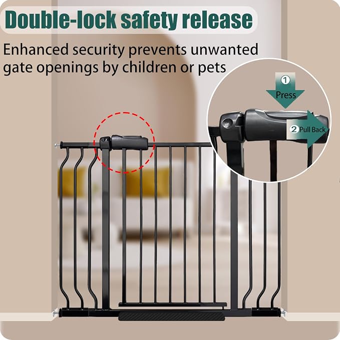 48-53 Inch Extra Wide Baby Gate, Walk Through Safety Gate - Image 3