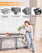 Foldable Baby Playpen with Gate, Extra Large Collapsible Play Yard - Image 6