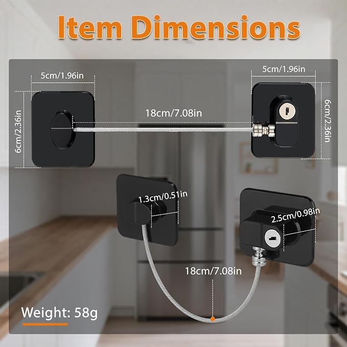 Refrigerator Lock, Child Safety Cabinet Locks, Mini Fridge Locks - Image 7