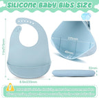 Mepase Silicone Bibs Waterproof Silicone Baby Bibs Soft Adjustable Baby Feeding - Image 2