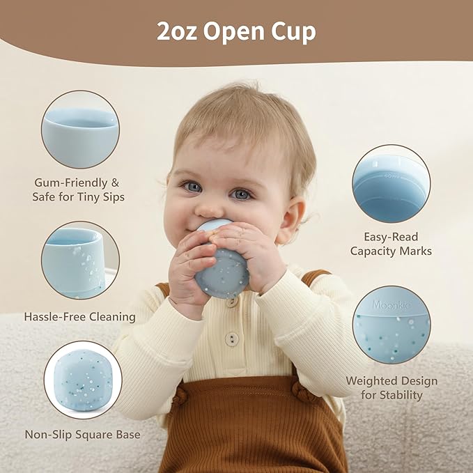 Moonkie Silicone Baby Cup 4 Months+ | Tiny Open Training Cup - Image 2