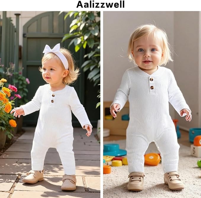 Aalizzwell Newborn Baby Ribbed Romper - Image 2