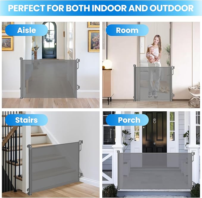 Retractable Safety Baby Gate or Mesh Dog Gate, Durable Portable Mesh - Image 6