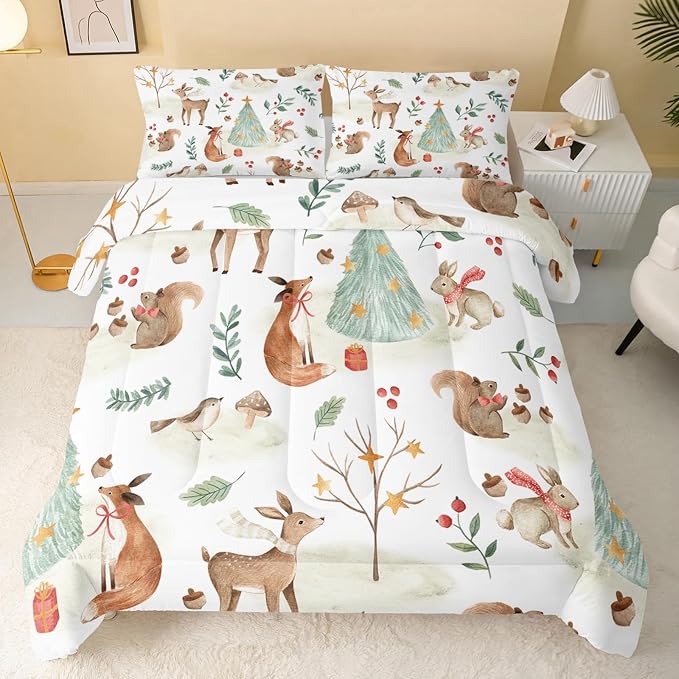 QOOMO Wild Animal Comforter Full Size, Christmas Comforter Set - Image 2