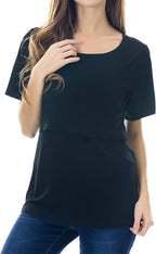Smallshow Women's Maternity Nursing Tops Short Sleeve Breastfeeding Clothes - Image 2