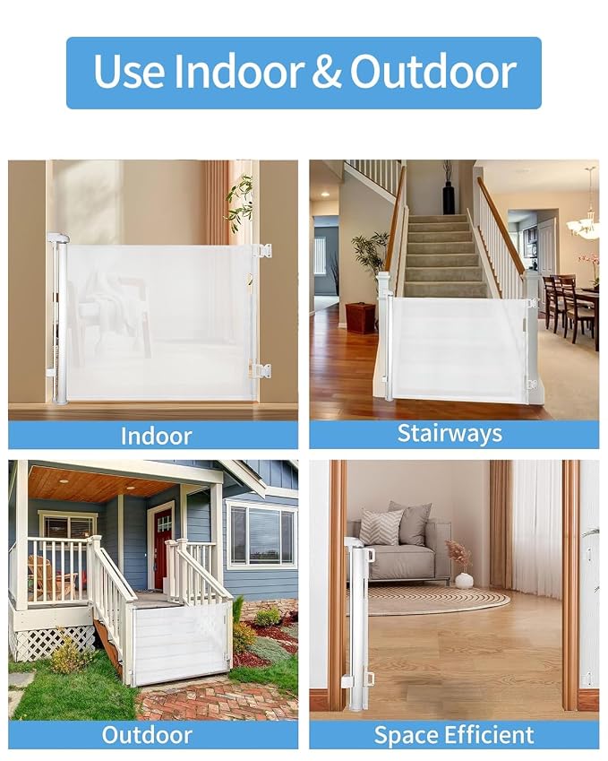 Retractable Baby Gate for Doorways and Stairs, Mesh Safety Gate for Pet - Image 6