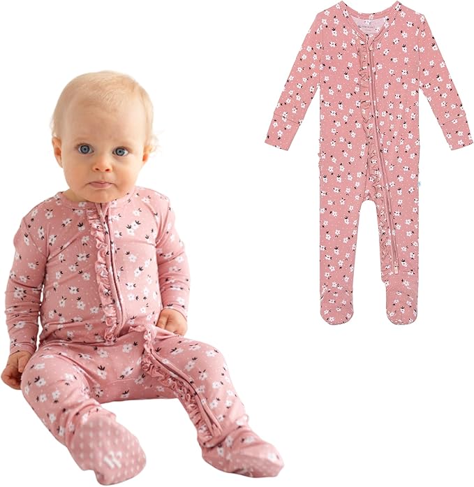 Posh Peanut Footie Pajamas for Baby Girls – Sleepers in Viscose from Bamboo by PoshPeanut